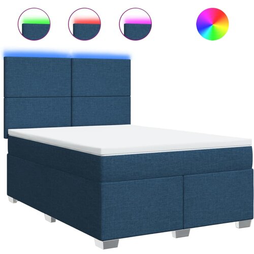 vidaXL Box spring postelja z vzmetnico modra 140x190 cm blago, (21321230) Cene