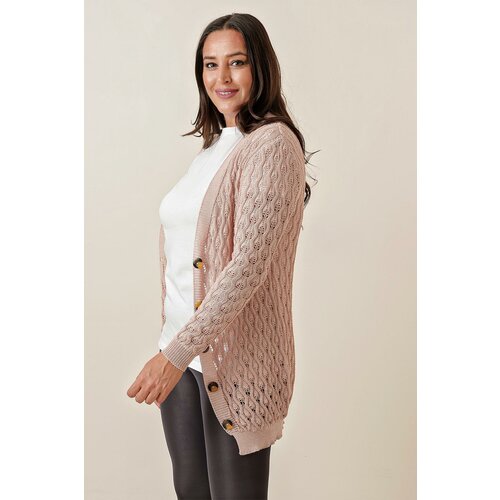 By Saygı V-Neck with Buttons at the Front,Comfortable fit Mercerized Cardigan Slike