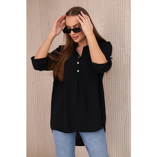 Kesi Blouse with a longer back black Slike