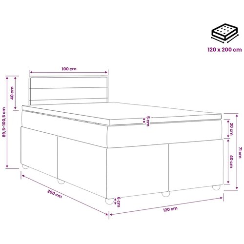  Boxspring krevet s madracem Tamno smeđa 120 x 200 cm Tkanina - Tamno smeđa 120 x 200 cm Dizajn linija Slike
