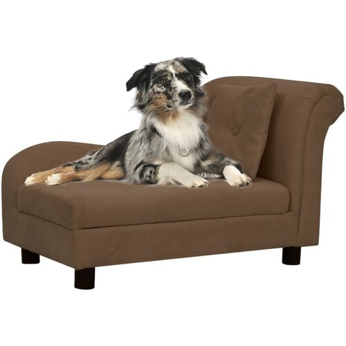 VidaXL Sofa za pse s jastukom smeđa 83 x 44 x 44 cm pli&amp;scaron;ana Slike