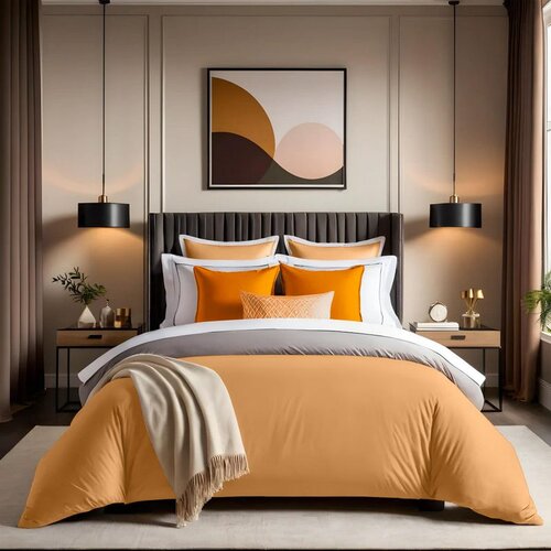  tonne orage - 25 orange ranforce king quilt cover (fr) (it) Cene