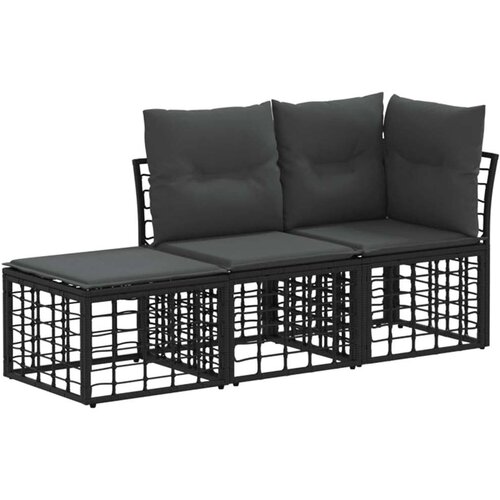  Zunanja garnitura za sedenje z blazino 3 pcs Črna Poliester, (5000271710) Cene