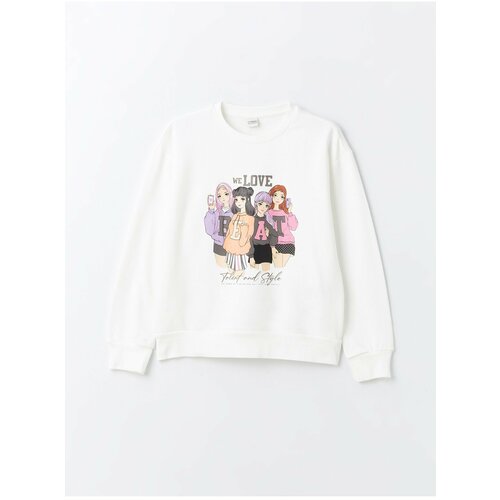 LC Waikiki Girls' Crew Neck Printed Long Sleeve Sweatshirt Cene