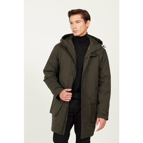ALTINYILDIZ CLASSICS Men's Khaki Standard Fit Normal Cut Hooded Coat Slike