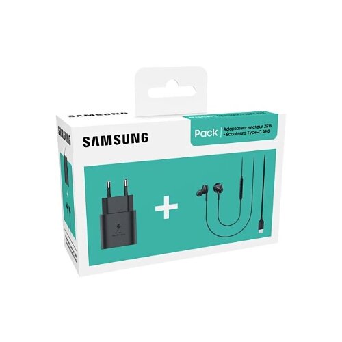 Samsung set punjač i slušalice, crni Slike