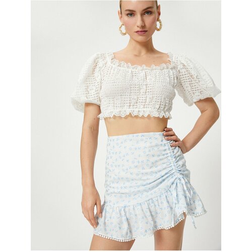 Koton Rachel Araz X Cotton - Pleated Ruffle Mini Skirt Slike