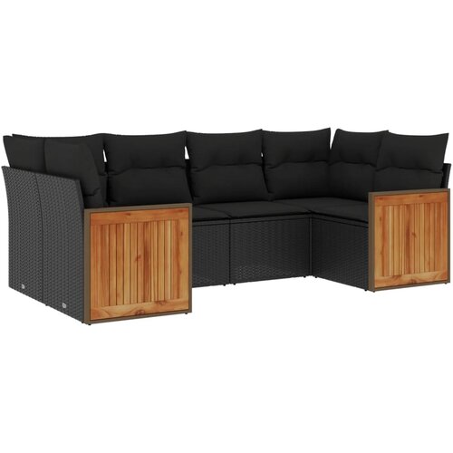 Maison Chic Seti vrtnega pohištva - Vrtna garnitura - Vrtni pohištvo set 6-delna z blazinami črna poli ratan, (21804803) Cene