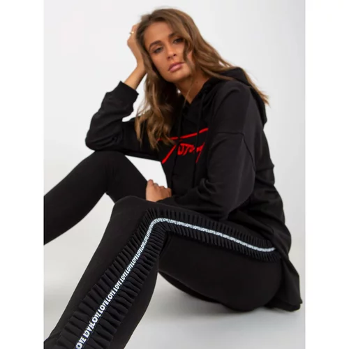 Fashion Hunters Black casual leggings with lettering on the sides