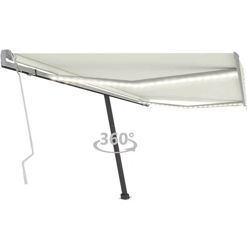  Ročno zložljiva tenda z LED lučkami 400x350 cm krem