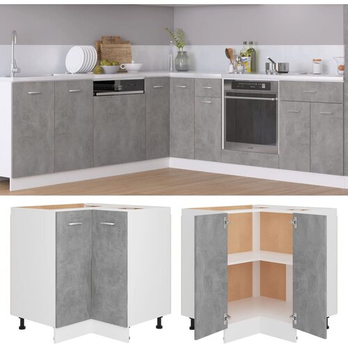 The Living Store Kotna spodnja omarica betonsko siva 75,5x75,5x80,5cm iverna pl. - Kotna Omarica, (21431999) Slike