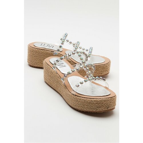 LuviShoes MARJE Women's Silver Stone Filled Sole Slippers Slike