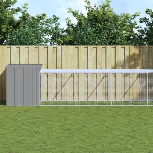  Kavez za kokoši s igralištem svjetlosivi 110x609x110 cm čelični Cene