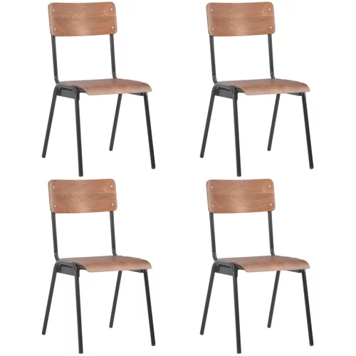 vidaXL Blagovaonske stolice 4 kom smeđe od masivne iverice i čelika