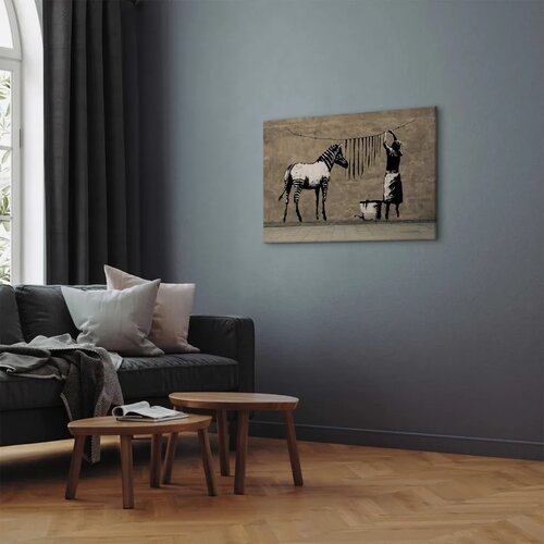  Slika - Banksy: Washing Zebra on Concrete (1 Part) Wide 60x40 Akustična Slike