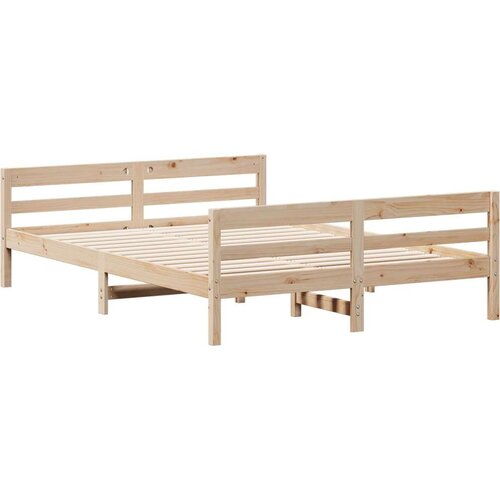 VidaXL okvir za krevet s uzglavljem 120 x 200 cm od masivne borovine Slike