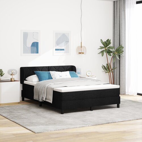 VidaXL Box Spring Postelja z Matratko Črna 140x200 cm Tkanina Slike