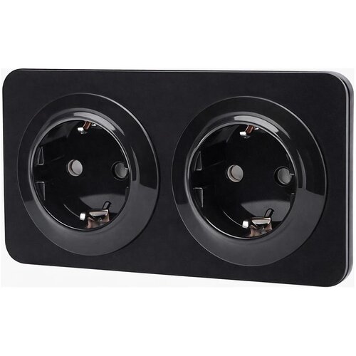 Aigostar Zidna utičnica sa okvirom, 2x SCHUKO, 250V/16A, crna Slike