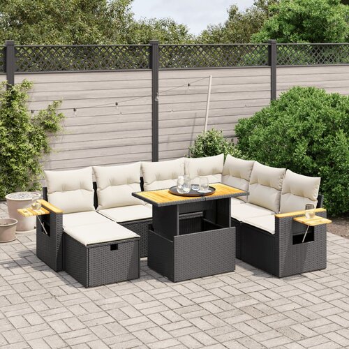 VidaXL 8-dijelni set vrtnih sofa od poliratana s jastucima crni Slike