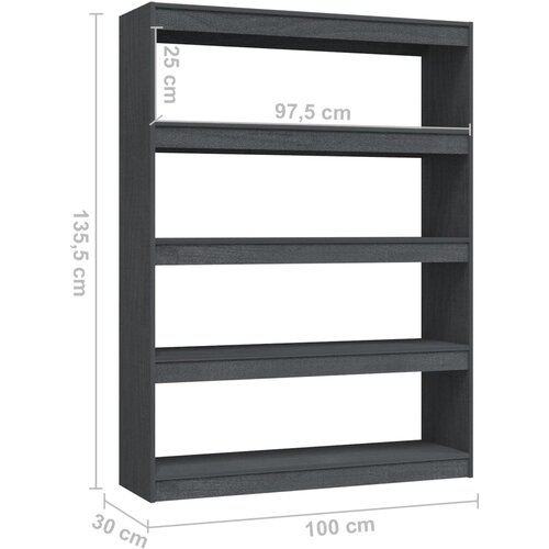  za knjige / pregrada sivi 100x30x103 cm borovina Slike