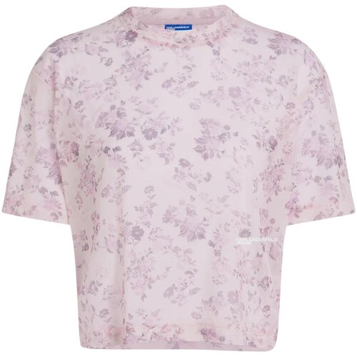 Karl Lagerfeld Majice s kratkimi rokavi KLJ Mesh Aop Tee B2W17089 Rožnata Slike