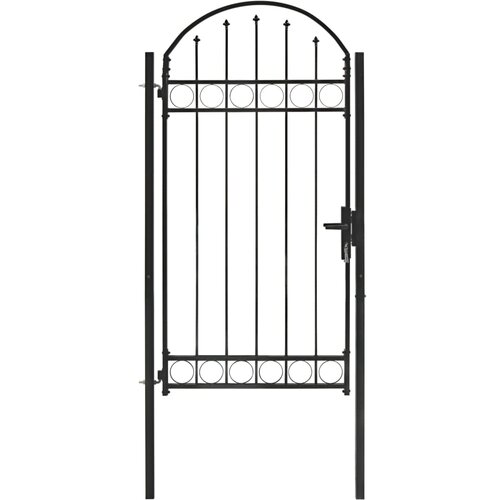 vidaXL Vrata za ograjo zaobljena jeklo 100x250 cm črna Cene