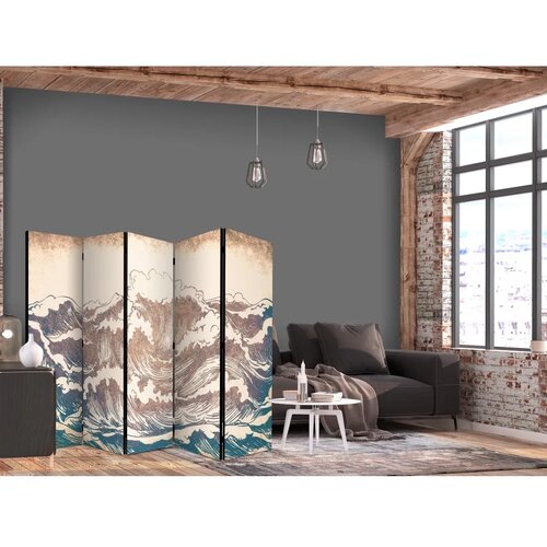  Paravan - Turbulent Ocean - High Waves in Brown And Navy Colors on a Beige Background in Vintage Style 225x172 Jednostrani Cijene