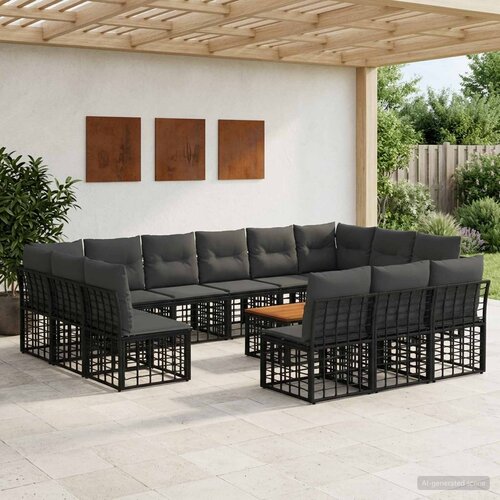  Set vanjskih sofa 14 pcs Crna i tamno siva Poliester Cene