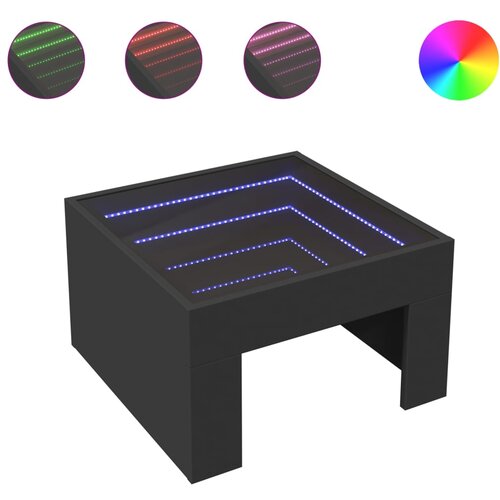 Maison Chic Klubska mizica - kavna mizica - Nizka mizica z neskončnimi LED črna 50x50x30 cm, (21752616) Cene