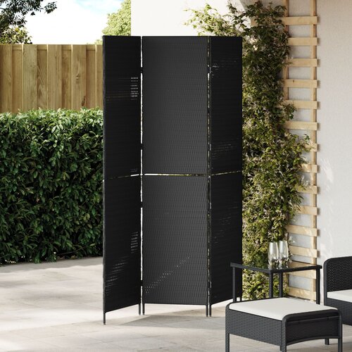 vidaXL Pregrada za prostor 3 panela Sklopiva Crna 146x180 cm Poliratan Cijene