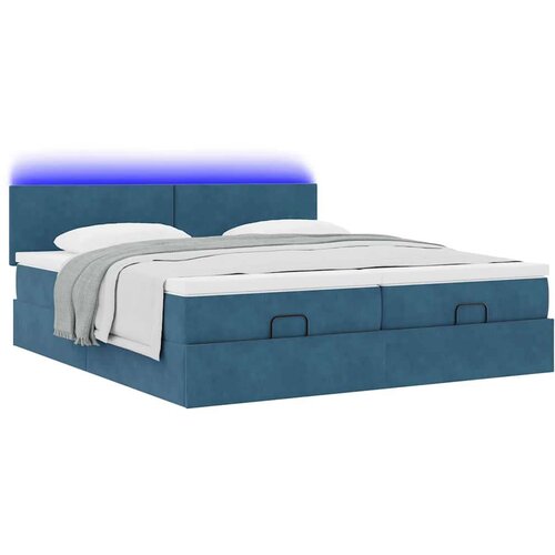 VidaXL Okvir kreveta s madracima tamnoplavi 160x200cm bar&amp;scaron;unasti Slike