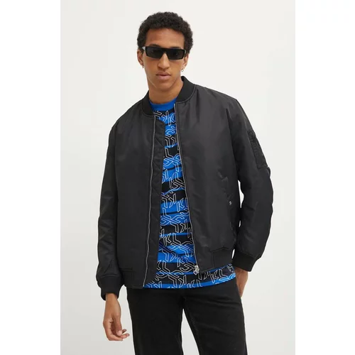 Hugo Bomber jakna za muškarce, boja: crna, za prijelazno razdoblje, oversize, 50505475