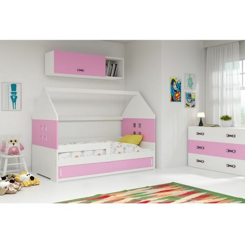 Domi drveni dečiji krevet 1 sa prostorom za skladištenje - 160x80 cm - roze - belo Cene