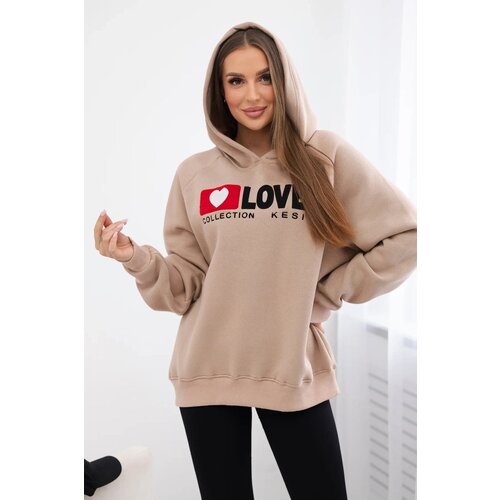 Kesi Cotton insulated hooded sweatshirt dark beige Slike
