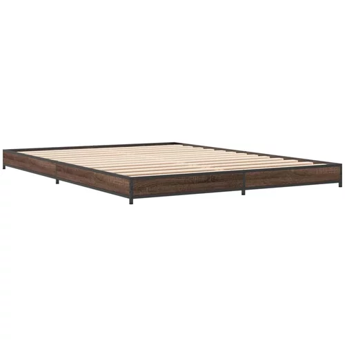 vidaXL Okvir za krevet smeđi hrast 120x190cm konstruirano drvo i metal