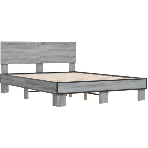 VidaXL Posteljni okvir siva sonoma 120x200 cm inž. les in kovina, (21152122) Slike