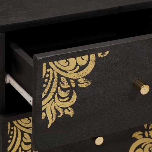  Noćni ormar s ladicama Crna 40 x 33 x 46 cm Čvrsto drvo manga Slike