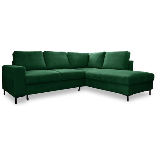 Miuform Tamno zelena sklopiva kutna garnitura od samta (s desnim kutom) Lofty Lilly &amp;ndash; Slike