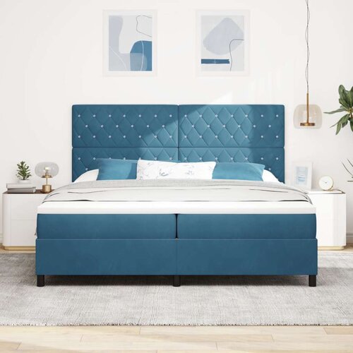 vidaXL Box Spring postelja z vzmetnico temno modra 200x200 cm žamet, (22051002) Cene