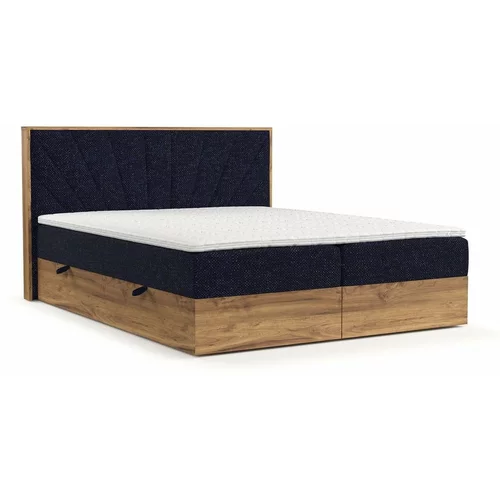 Maison de Rêve Temno modra/v naravni barvi boxspring postelja s prostorom za shranjevanje 180x200 cm Asahi –