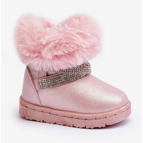 Kesi Pink Hollee children's snow boots with cubic zirconia