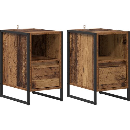  Noćni ormarić s ladicama 2 pcs Staro drvo 39,5 x 30 x 50 cm Slike