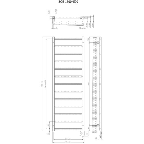 vertaduro - kupaonski radijator sa termostatom zoe 400W 150x50 cm beli Slike
