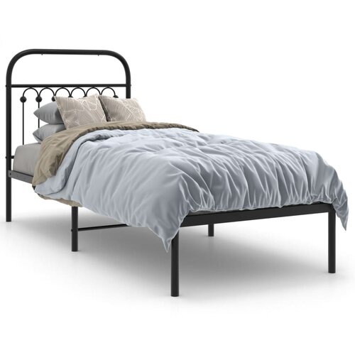 vidaXL Metalni okvir za krevet s uzglavljem crni 75x190 cm Cijene