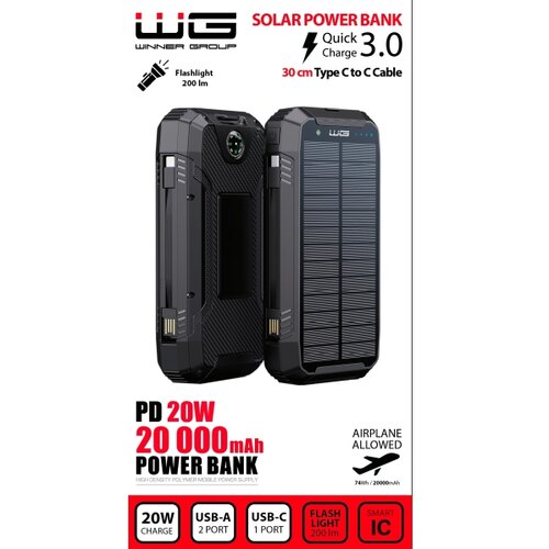 Winner Group - Power Bank sa bežičnim punjenjem i solarnim panelom 20000 mAh 20 W PD Slike