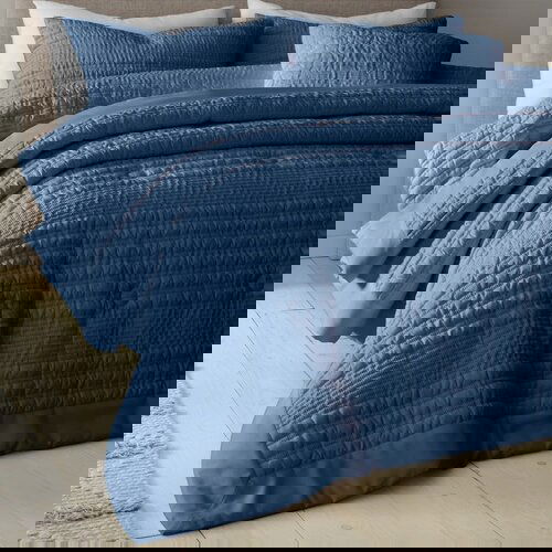 Catherine Lansfield Plavi prošiven prekrivač 220x220 cm Lennon Stripe – Cene