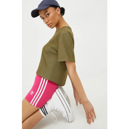 Adidas Kratke hlače Adicolor za žene, boja: ružičasta, s aplikacijom, visoki struk, HG6123-REMAG