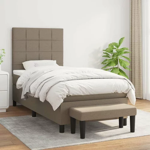  Box spring postelja z vzmetnico taupe 90x200 cm blago, (20896287)
