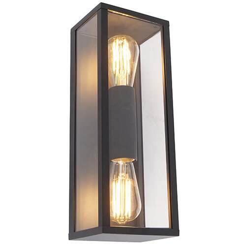 QAZQA Industrijska stenska svetilka črna 38 cm 2-svetlo IP44 - Charlois Cene