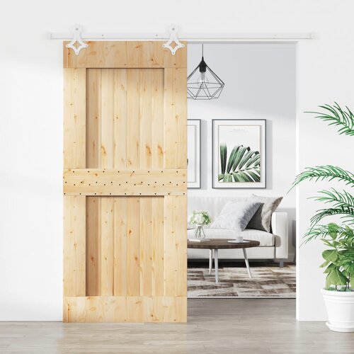 vidaXL Drsna vrata s kompletom vodil 90x210 cm trdna borovina Cene